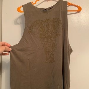 SOLD Green boho elephant tank